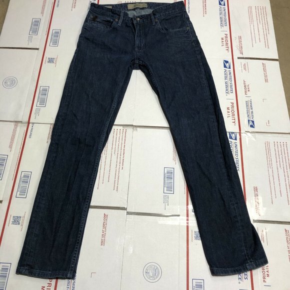 Penguin Men's Low Rise Skinny Size 31x30 Blue Denim Dark Wash Stretch Jeans - Picture 2 of 6